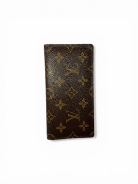 Louis Vuitton Monogram Canvas Brown & Gold Tall Checkbook Holder